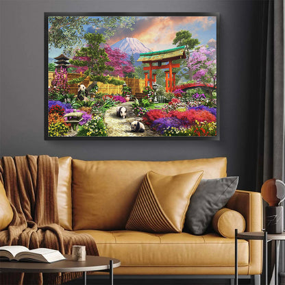 Panda In The Garden - Full Square Drill Diamond Painting 50*30CM