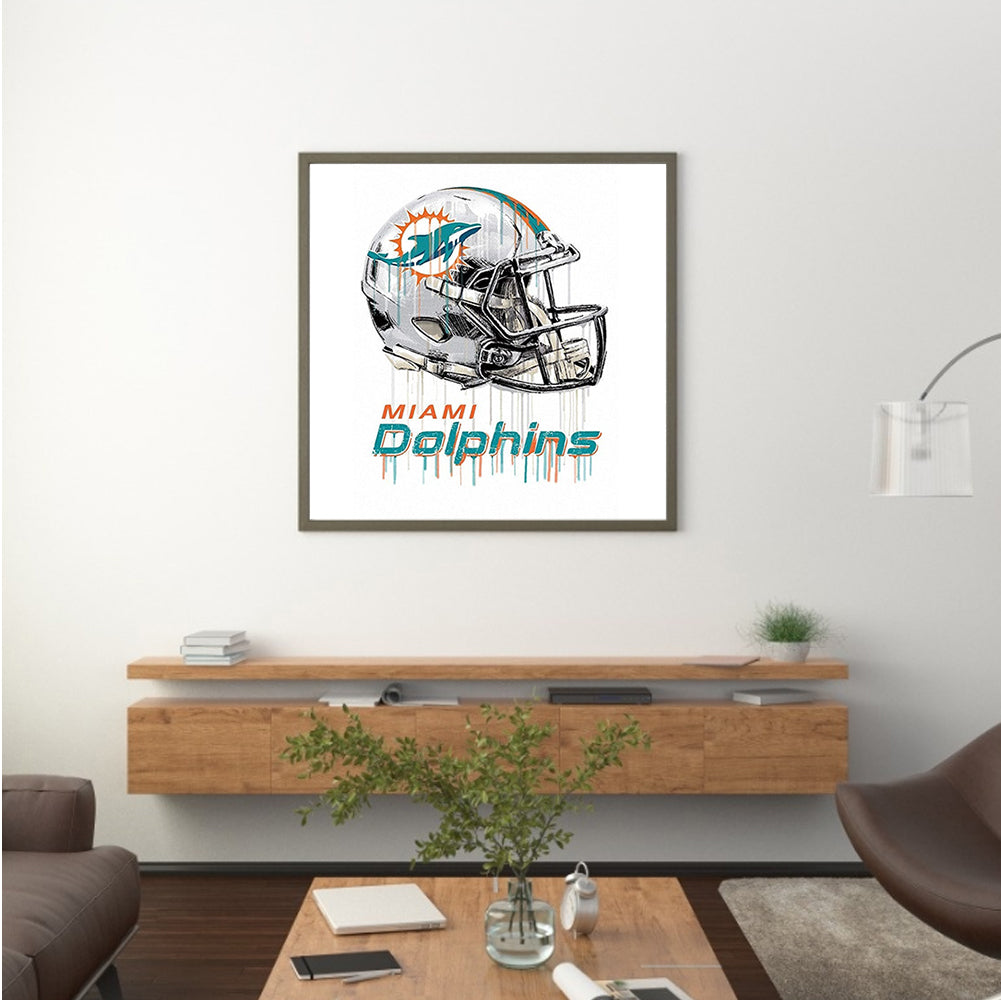 Miami Dolphins Football Team - Full Round Drill Diamond Painting 30*30CM