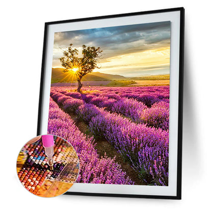 Lavender Flowers - Full Round Drill Diamond Painting 30*40CM