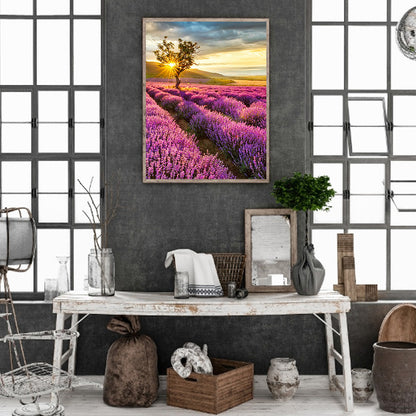 Lavender Flowers - Full Round Drill Diamond Painting 30*40CM