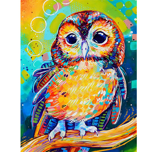 Owl On Branch - Full Round Drill Diamond Painting 30*40CM