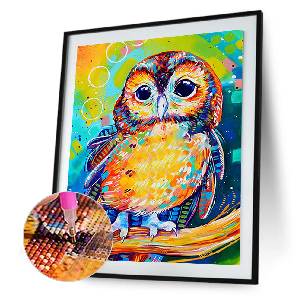 Owl On Branch - Full Round Drill Diamond Painting 30*40CM