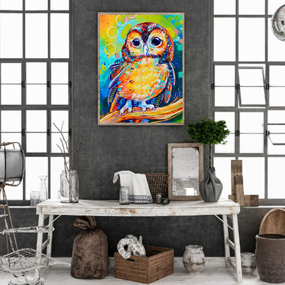 Owl On Branch - Full Round Drill Diamond Painting 30*40CM