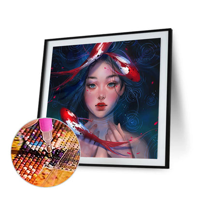 Carp Girl - Full Round Drill Diamond Painting 40*40CM