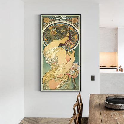 Art Nouveau Female Portrait - Full Round Drill Diamond Painting 40*90CM