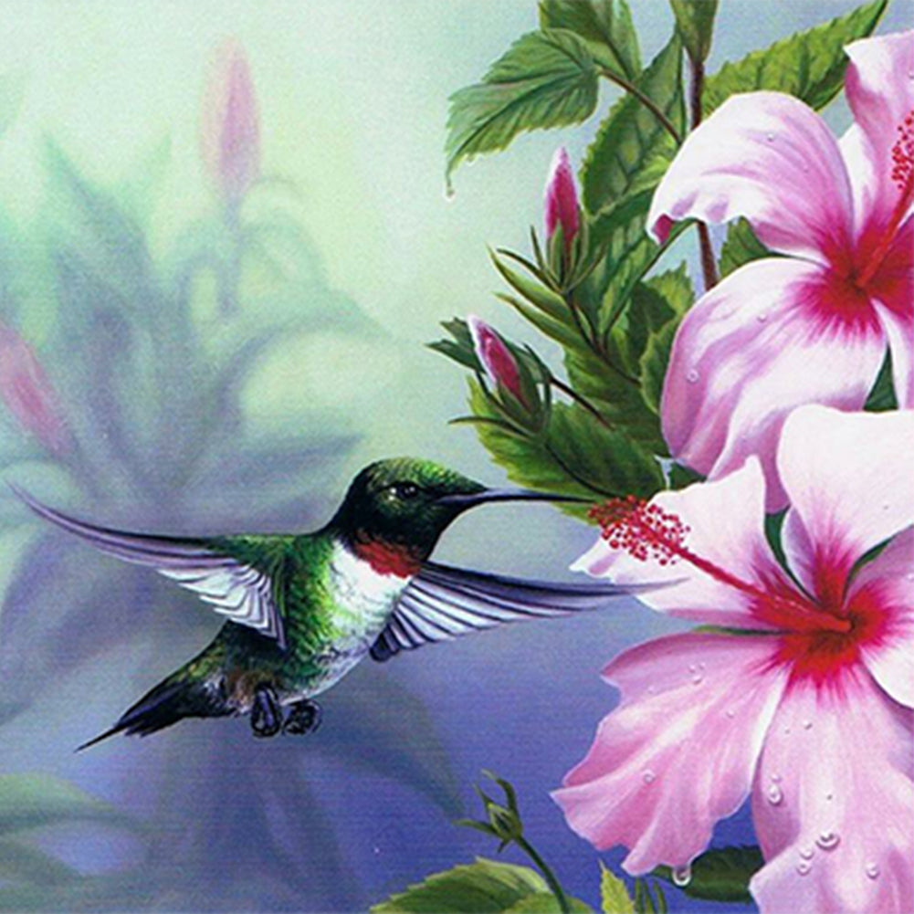 Bird Holding Flower - Full Round Drill Diamond Painting 50*50CM
