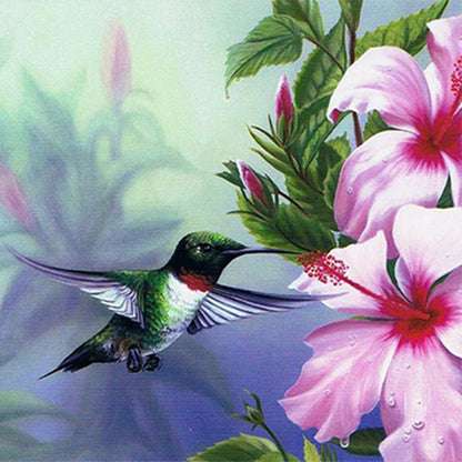 Bird Holding Flower - Full Round Drill Diamond Painting 50*50CM