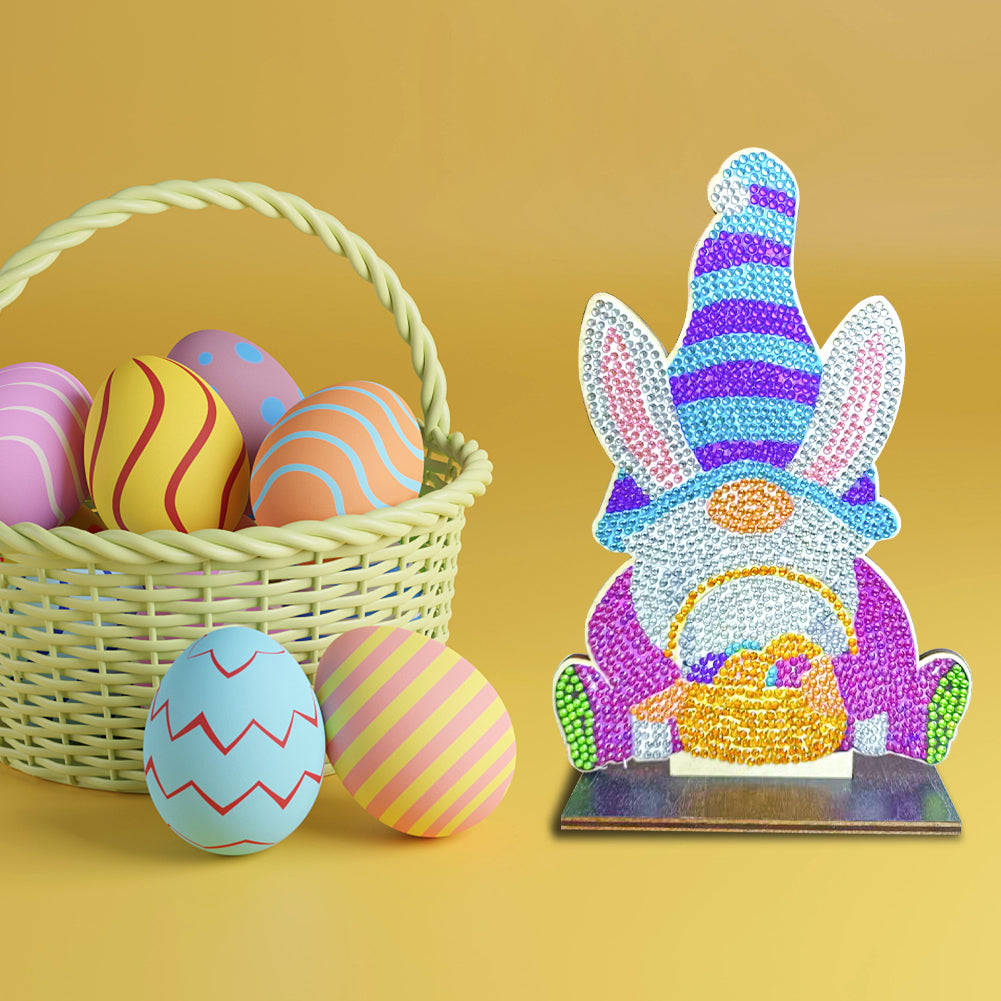 DIY Crystal Diamond Ornament Handmade Wooden Single Sided Drill Easter Kids Gift