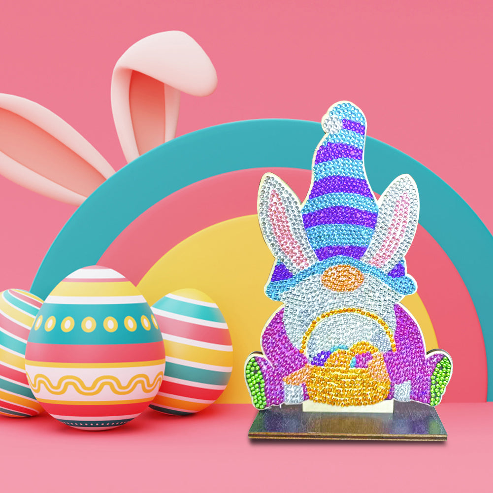 DIY Crystal Diamond Ornament Handmade Wooden Single Sided Drill Easter Kids Gift