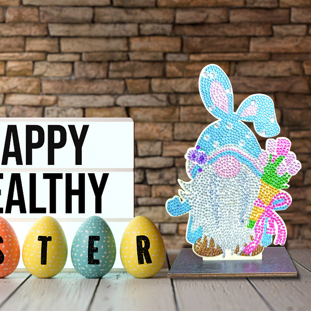 DIY Crystal Diamond Ornament Handmade Wooden Single Sided Drill Easter Kids Gift