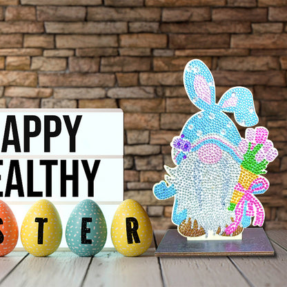 DIY Crystal Diamond Ornament Handmade Wooden Single Sided Drill Easter Kids Gift