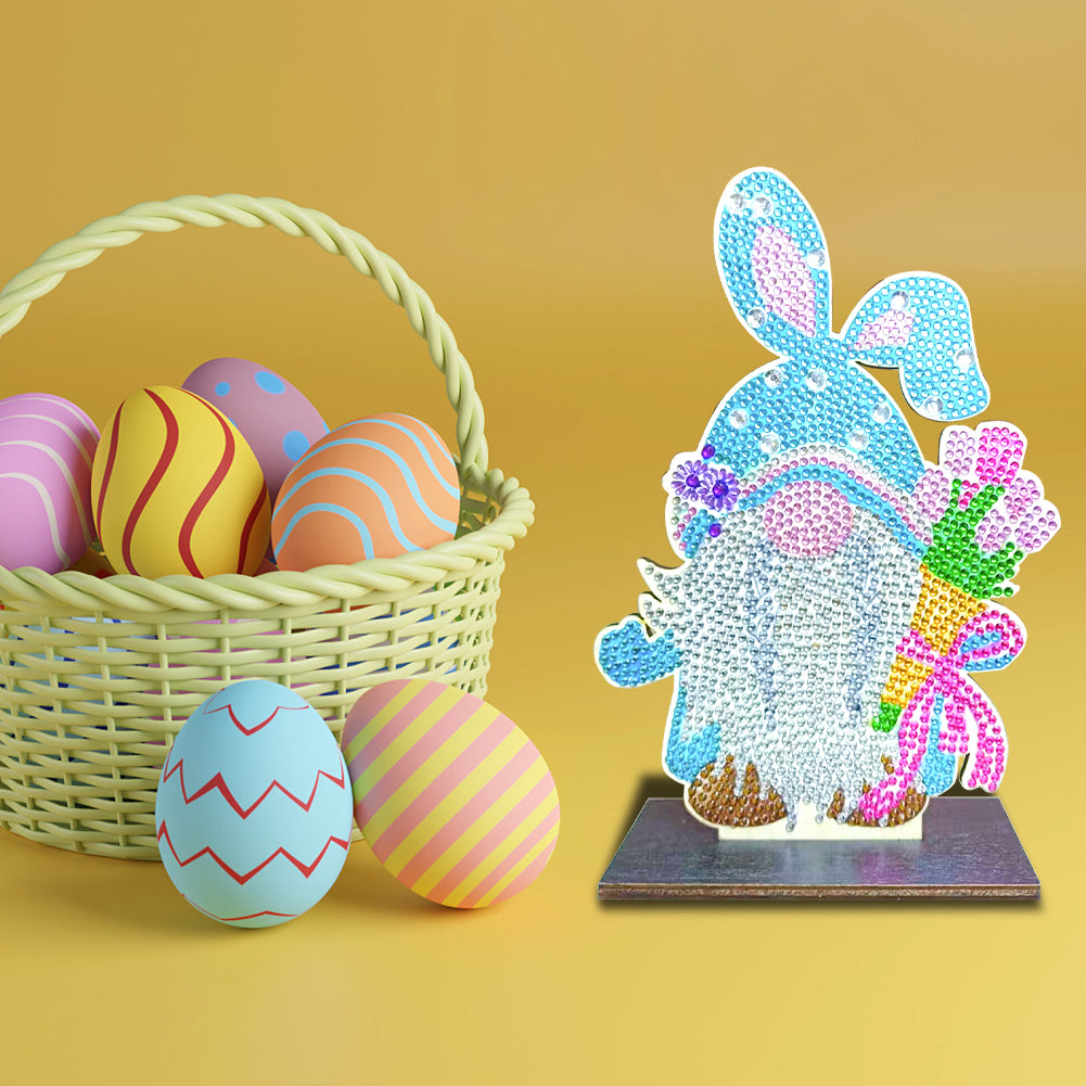 DIY Crystal Diamond Ornament Handmade Wooden Single Sided Drill Easter Kids Gift