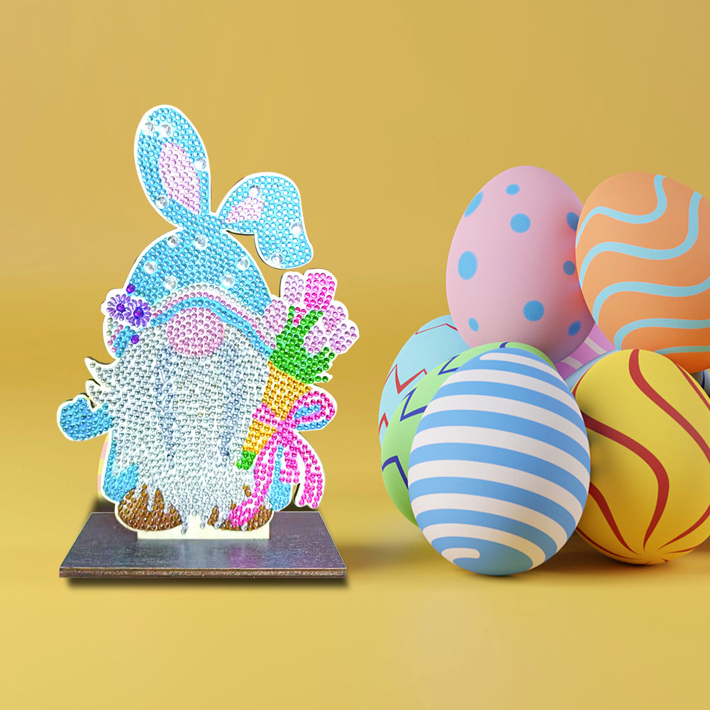 DIY Crystal Diamond Ornament Handmade Wooden Single Sided Drill Easter Kids Gift