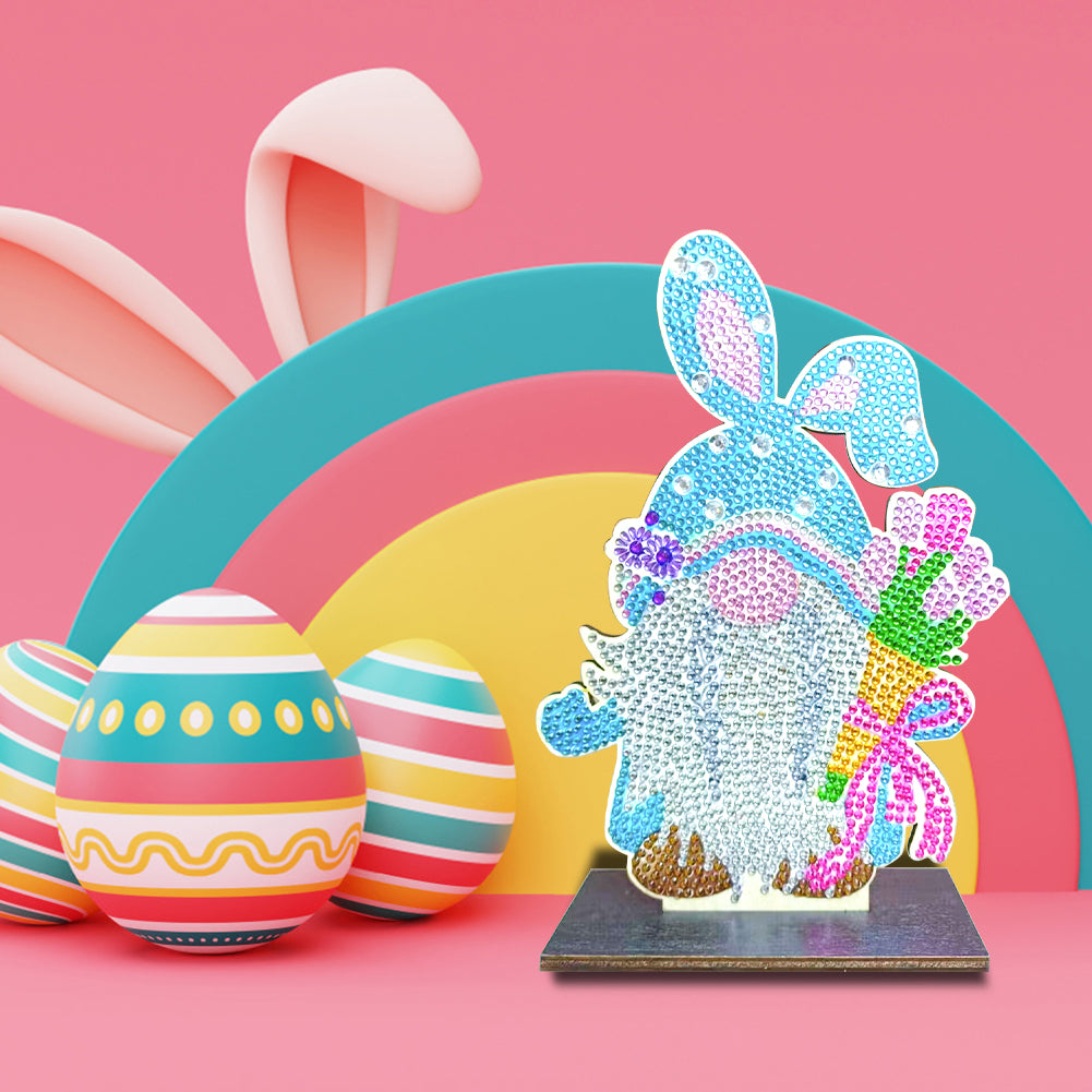 DIY Crystal Diamond Ornament Handmade Wooden Single Sided Drill Easter Kids Gift