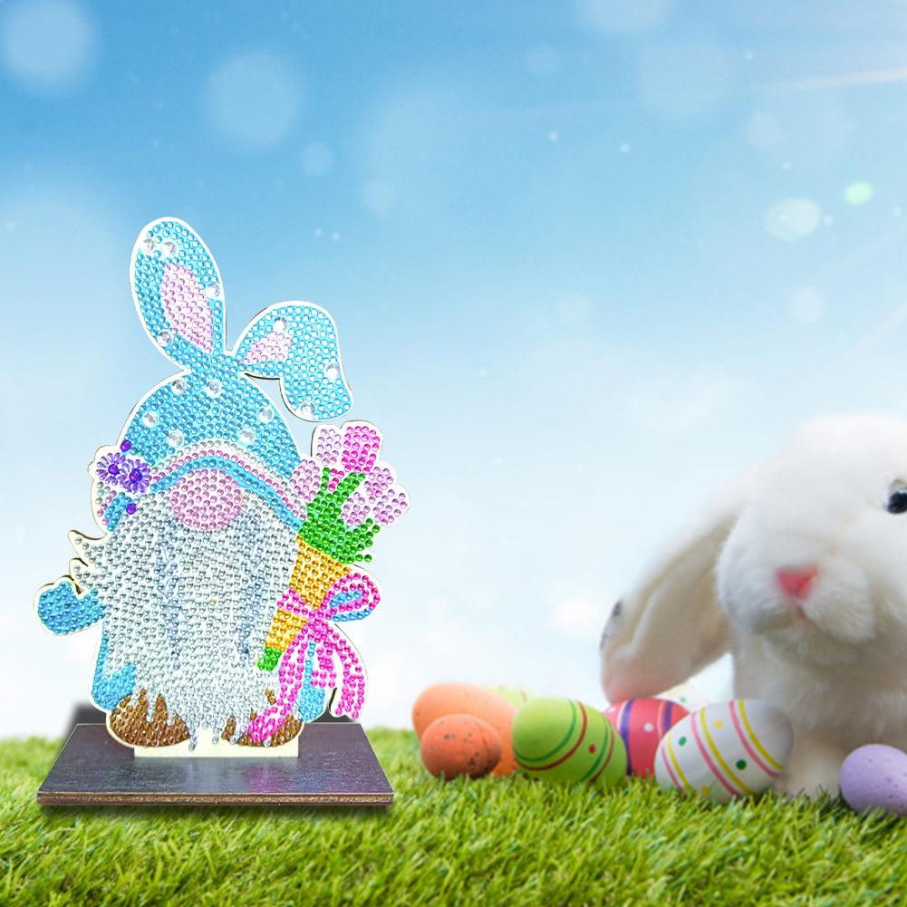 DIY Crystal Diamond Ornament Handmade Wooden Single Sided Drill Easter Kids Gift