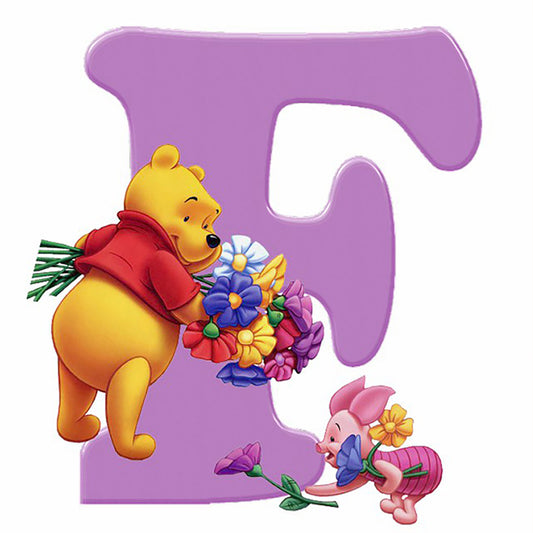 Pooh Letter F - Full Round Drill Diamond Painting 30*30CM