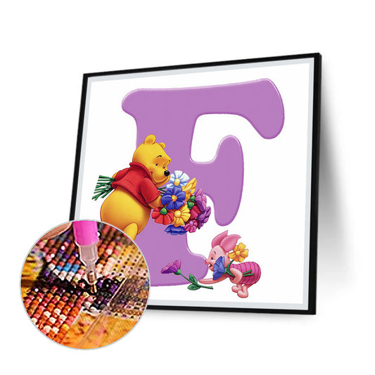Pooh Letter F - Full Round Drill Diamond Painting 30*30CM