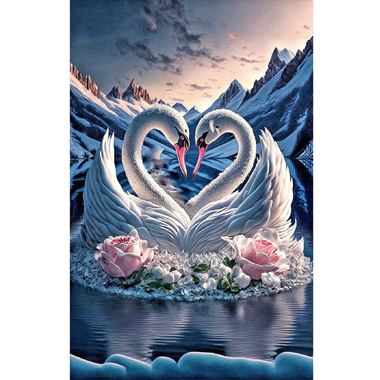 Elegant Swan Lake - Full Round Drill Diamond Painting 40*60CM