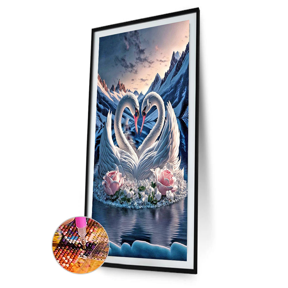 Elegant Swan Lake - Full Round Drill Diamond Painting 40*60CM