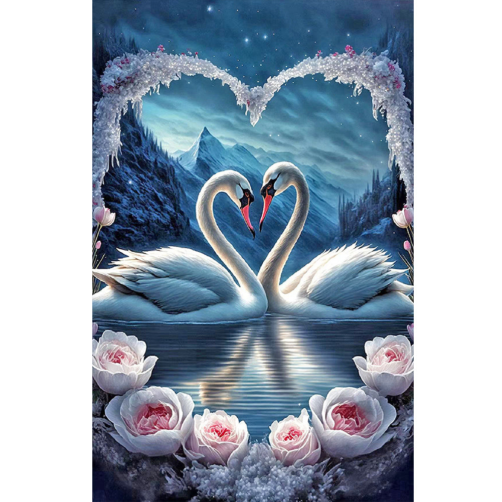 Elegant Swan Lake - Full Round Drill Diamond Painting 40*60CM