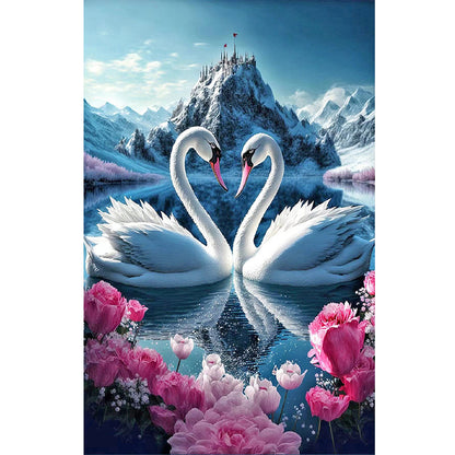 Elegant Swan Lake - Full Round Drill Diamond Painting 40*60CM