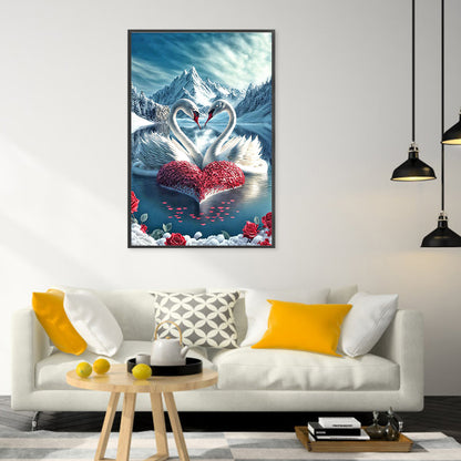 Elegant Swan Lake - Full Round Drill Diamond Painting 40*60CM