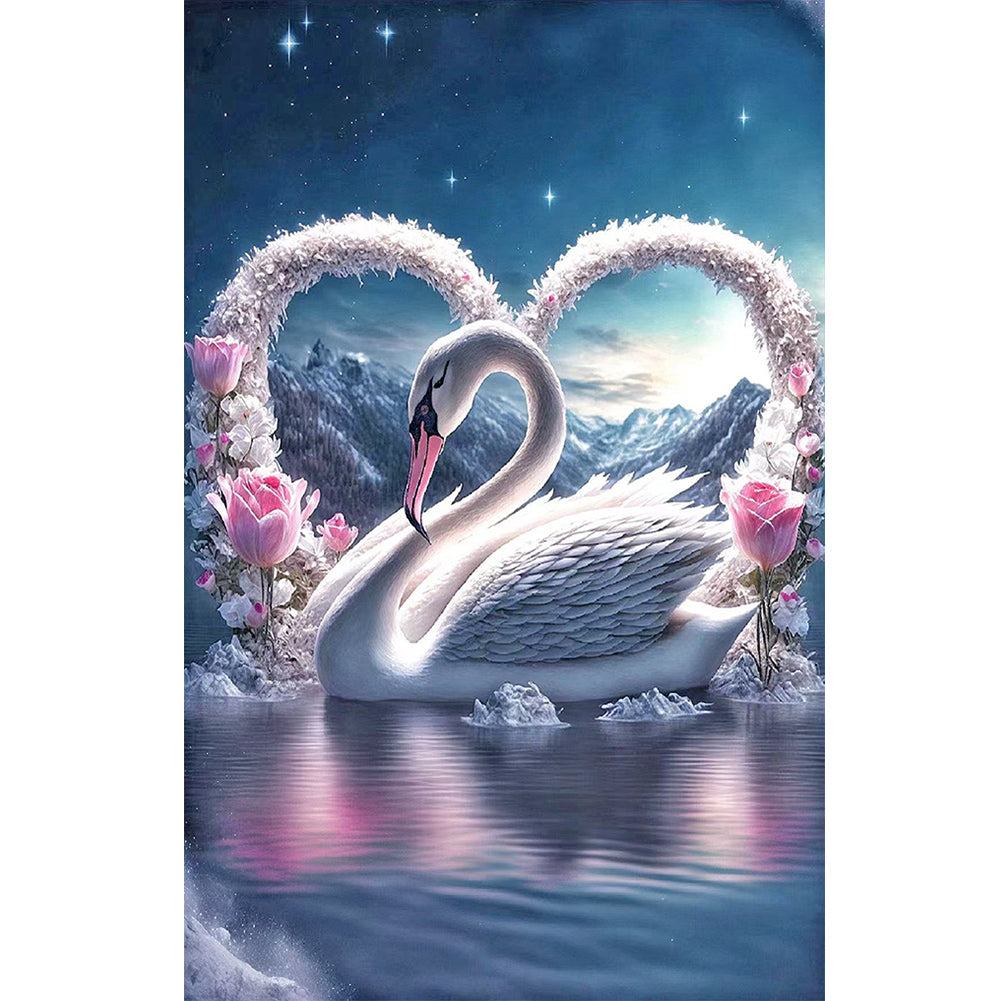 Elegant Swan Lake - Full Round Drill Diamond Painting 40*60CM