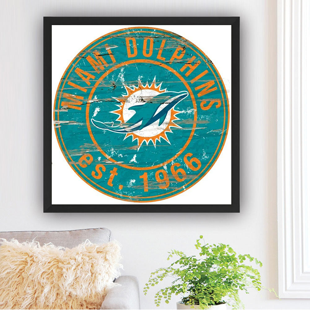 Miami Dolphins - Full Round Drill Diamond Painting 30*30CM