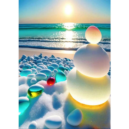 Beach Rainbow Stone - Full Round Drill Diamond Painting 30*40CM