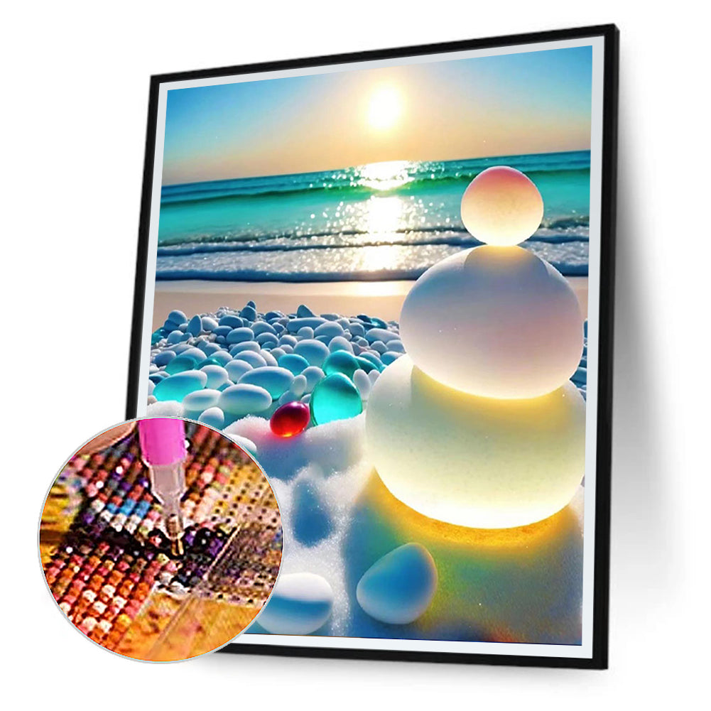 Beach Rainbow Stone - Full Round Drill Diamond Painting 30*40CM