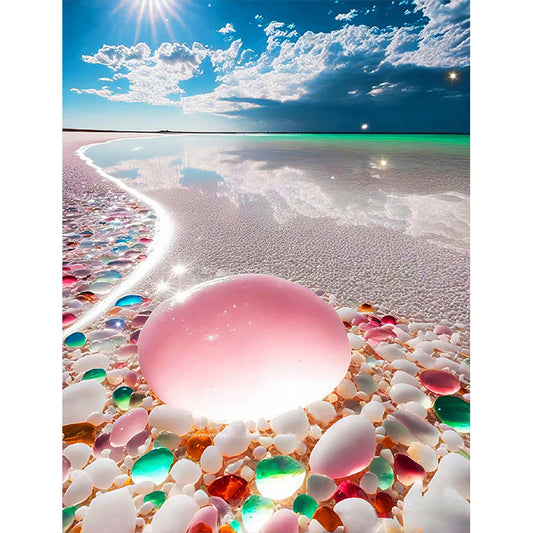 Beach Rainbow Stone - Full Round Drill Diamond Painting 30*40CM