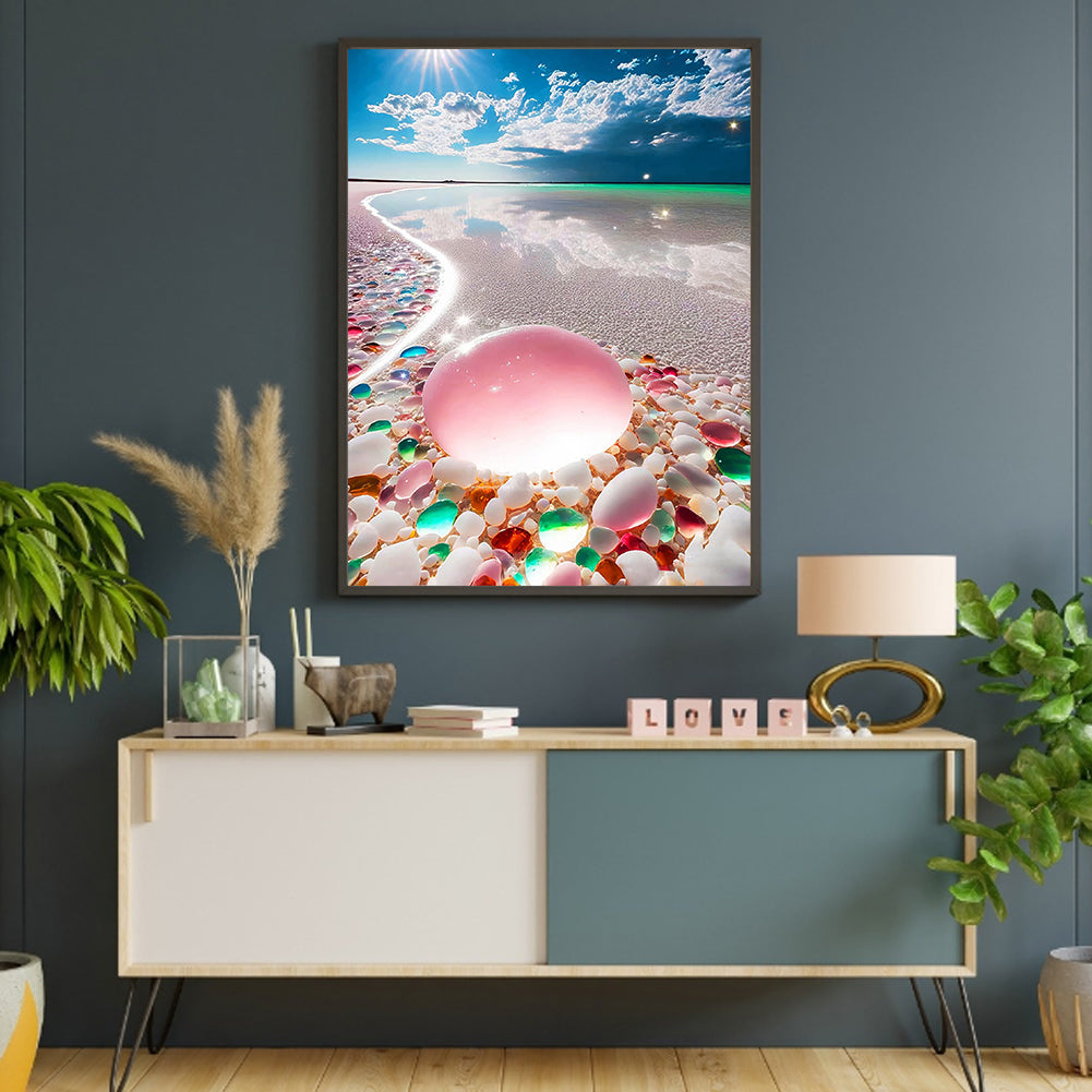 Beach Rainbow Stone - Full Round Drill Diamond Painting 30*40CM