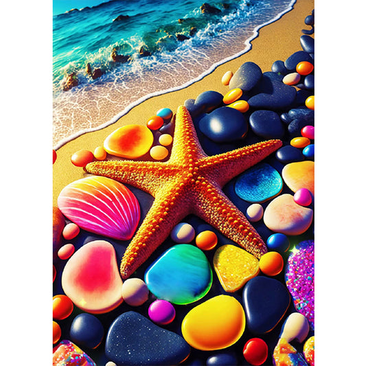 Beach Rainbow Stone - Full Round Drill Diamond Painting 30*40CM