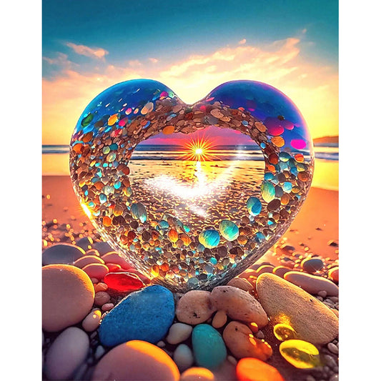 Beach Rainbow Stone - Full Round Drill Diamond Painting 30*40CM