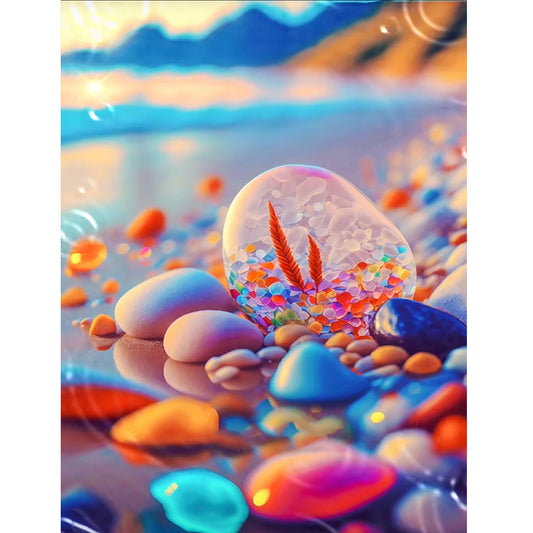 Beach Rainbow Stone - Full Round Drill Diamond Painting 30*40CM