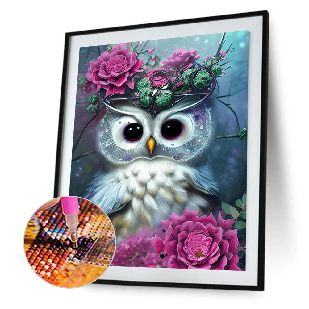 Owl - Full Round Drill Diamond Painting 30*40CM