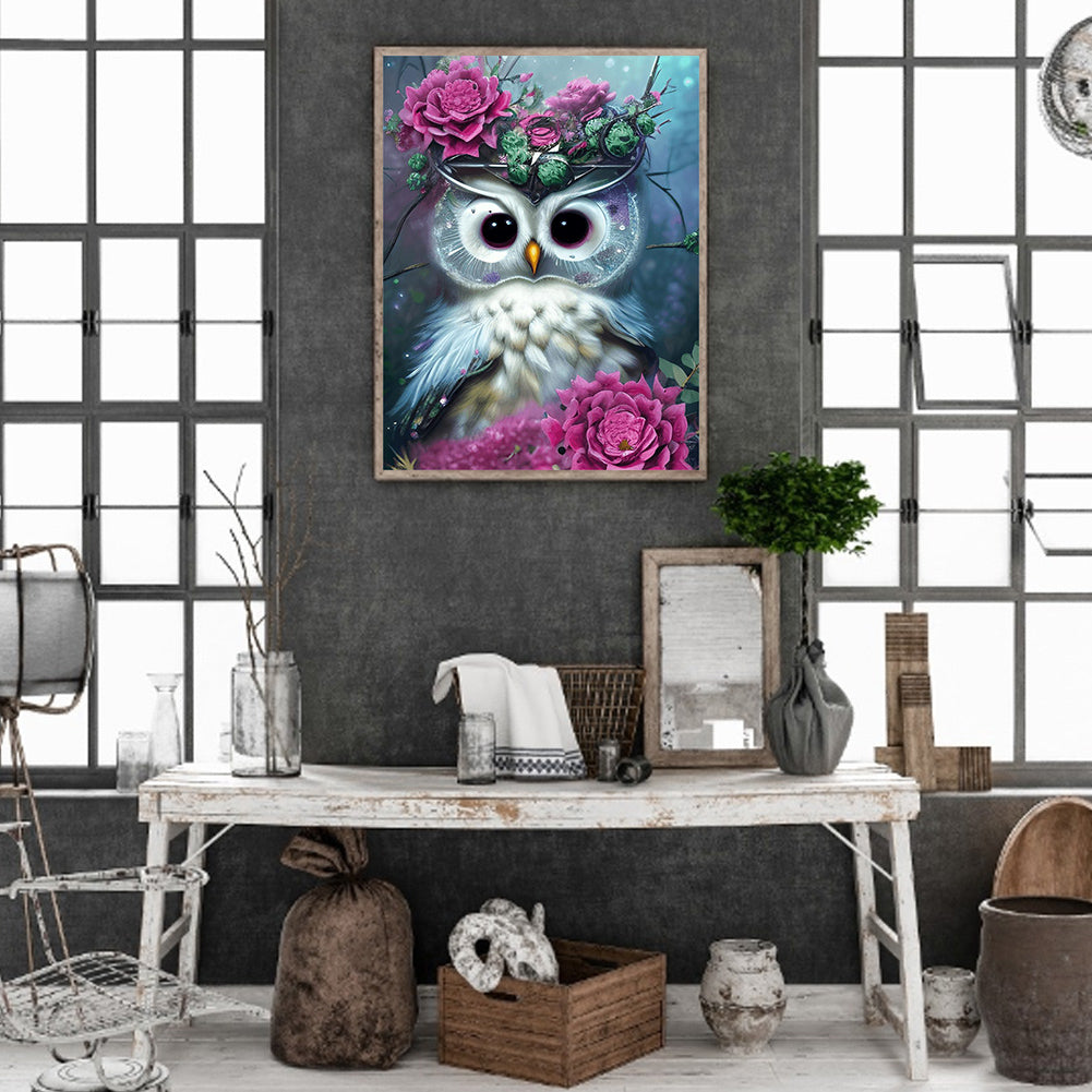 Owl - Full Round Drill Diamond Painting 30*40CM