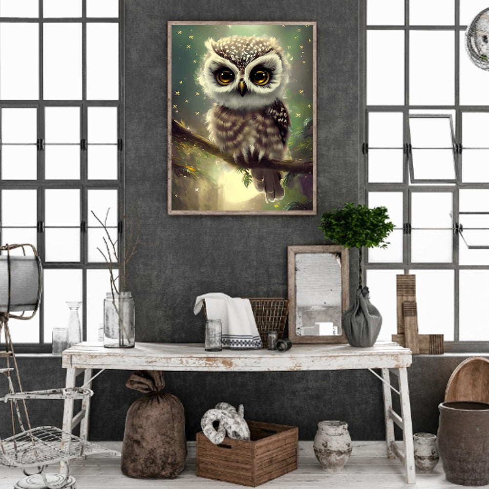 Owl - Full Round Drill Diamond Painting 30*40CM