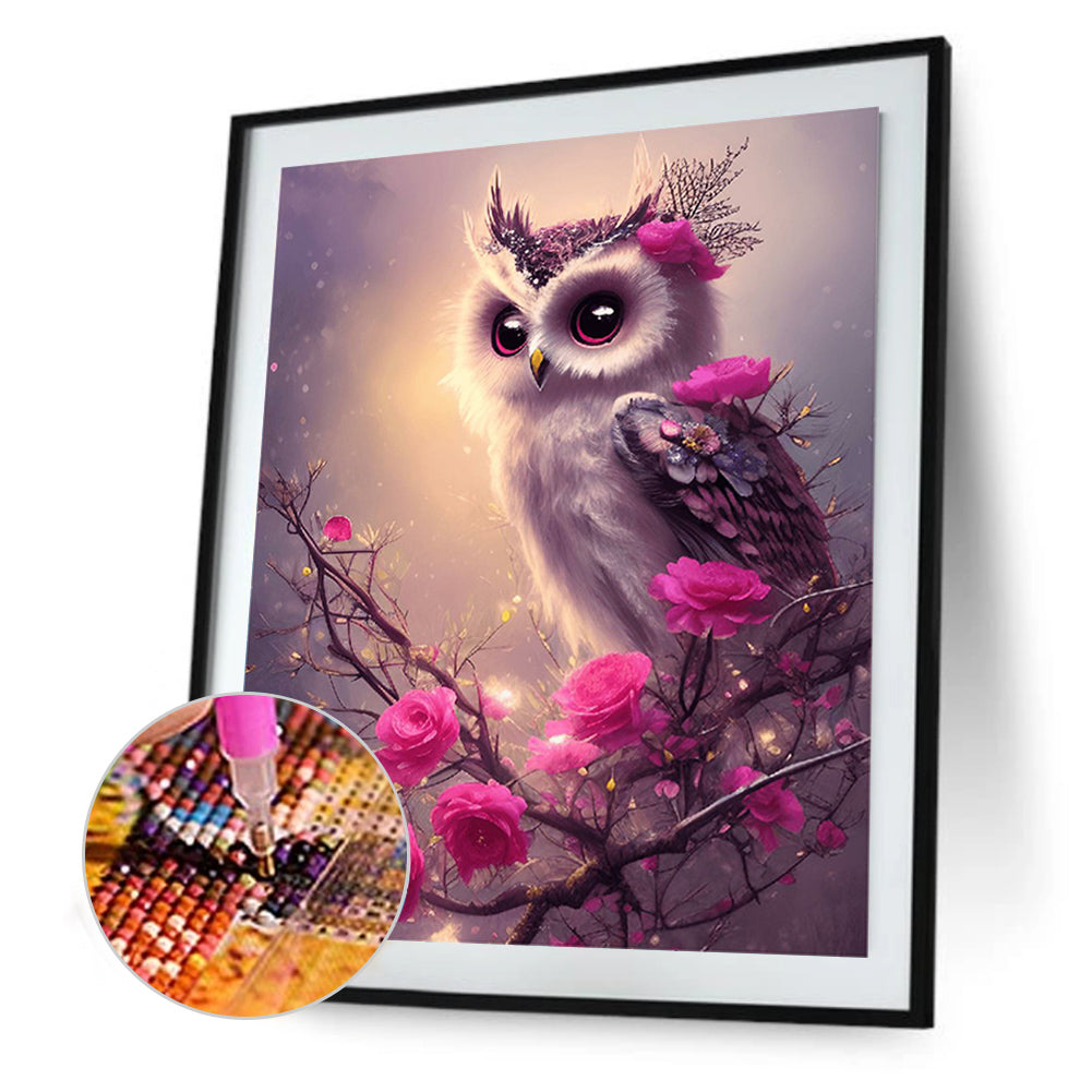Owl - Full Round Drill Diamond Painting 30*40CM