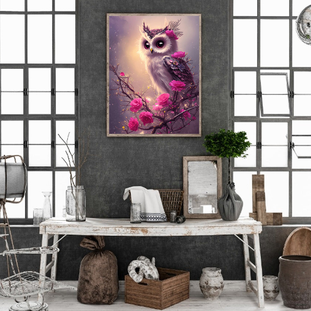 Owl - Full Round Drill Diamond Painting 30*40CM