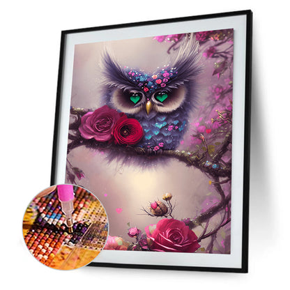 Owl - Full Round Drill Diamond Painting 30*40CM