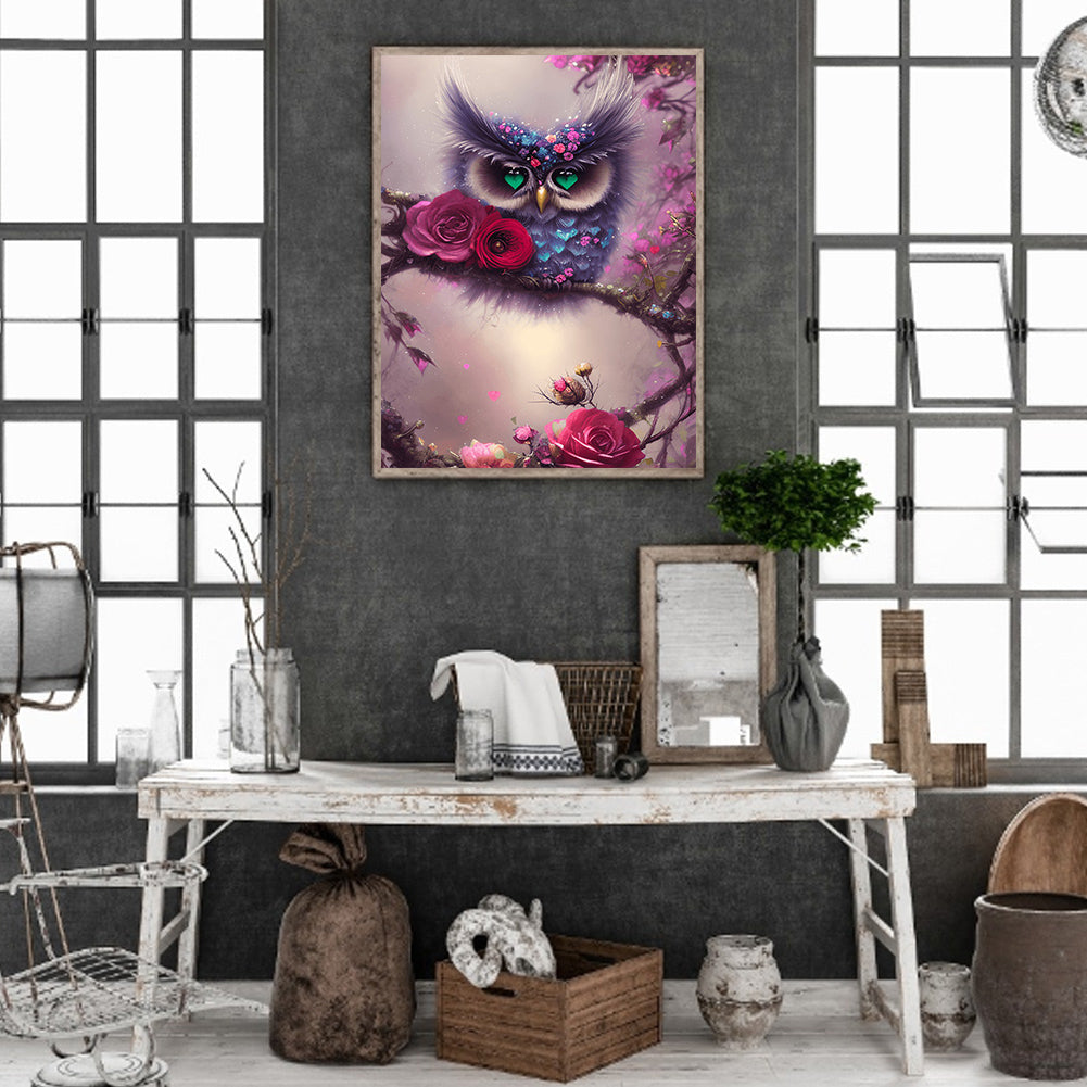 Owl - Full Round Drill Diamond Painting 30*40CM