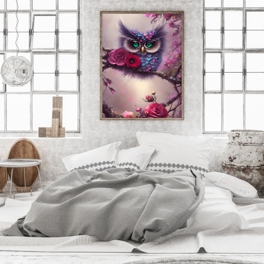 Owl - Full Round Drill Diamond Painting 30*40CM