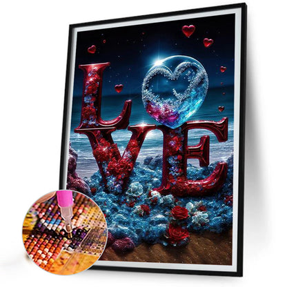 Beach Love Rose - Full Round Drill Diamond Painting 30*40CM