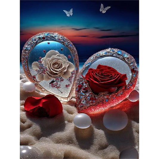 Beach Love Rose - Full Round Drill Diamond Painting 30*40CM