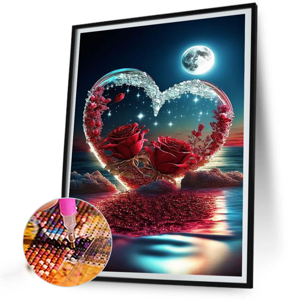 Beach Love Rose - Full Round Drill Diamond Painting 30*40CM