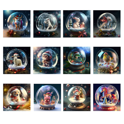 Zodiac Animal In Crystal Ball - Full Round Drill Diamond Painting 30*30CM