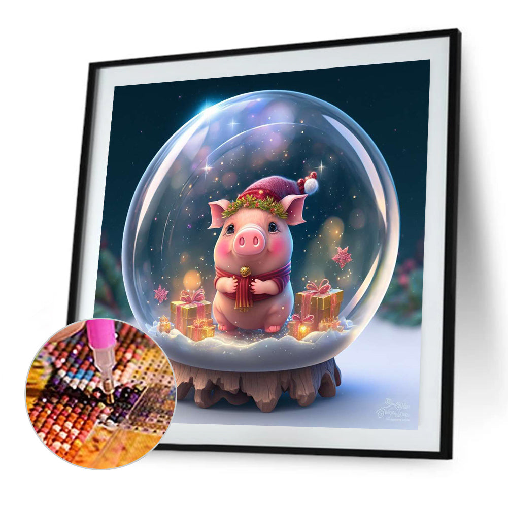 12 Zodiac Pigs In Crystal Ball - Full Round Drill Diamond Painting 30*30CM