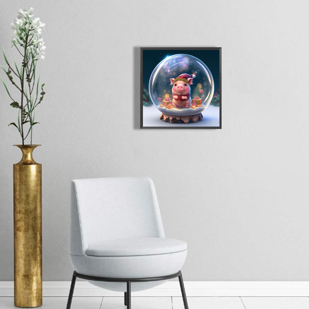 12 Zodiac Pigs In Crystal Ball - Full Round Drill Diamond Painting 30*30CM