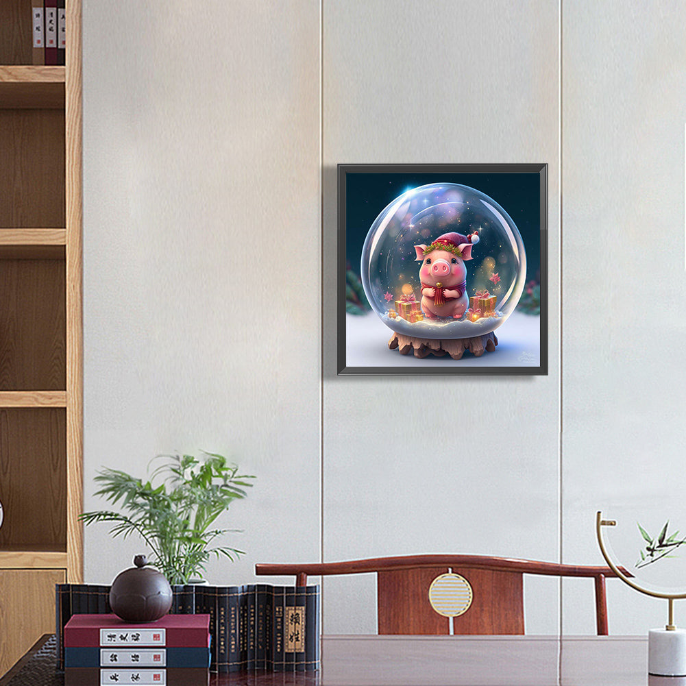12 Zodiac Pigs In Crystal Ball - Full Round Drill Diamond Painting 30*30CM